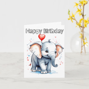 Little Baby Elephant Happy Birthday Card