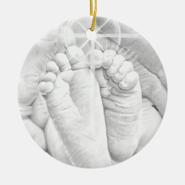 Little Baby Feet Ceramic Tree Decoration (Front)
