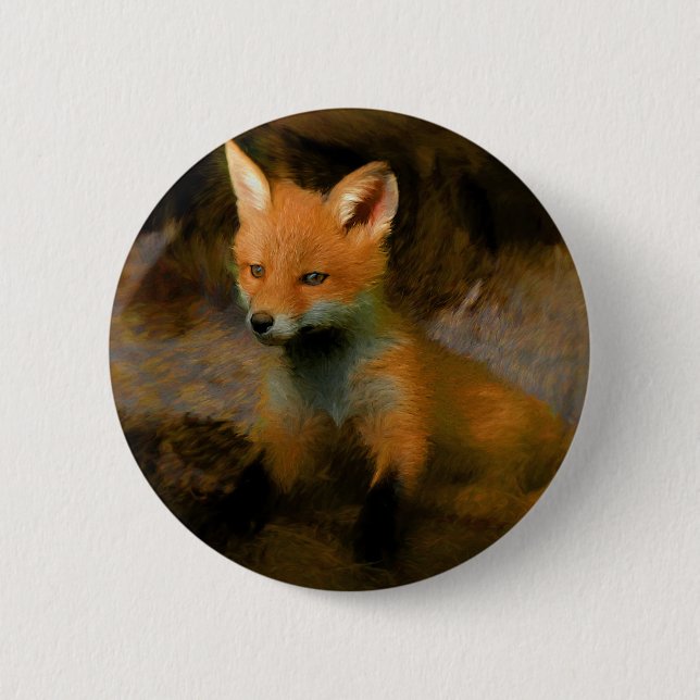 Little Baby Fox Cub Portrait 6 Cm Round Badge (Front)