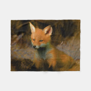 Little Baby Fox Cub Portrait Fleece Blanket