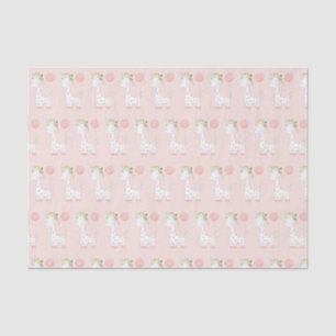 Little Baby Giraffe With Pink Floral Crown Pattern Tissue Paper