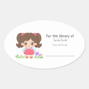 Little baby girl - For the library of Oval Sticker