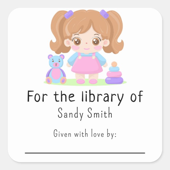 Little baby girl - For the library of Square Sticker (Front)