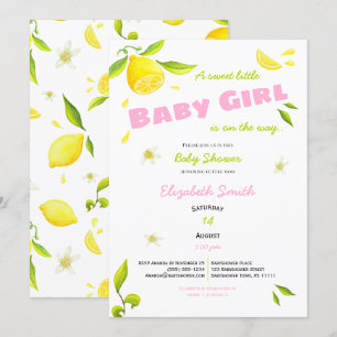 little baby girl on the way babyshower invitation