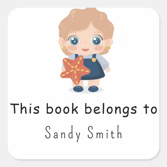 Little baby girl - This book belongs to Square Sticker (Front)