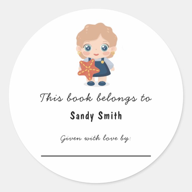 Little baby girl - This book belongs with message Classic Round Sticker (Front)