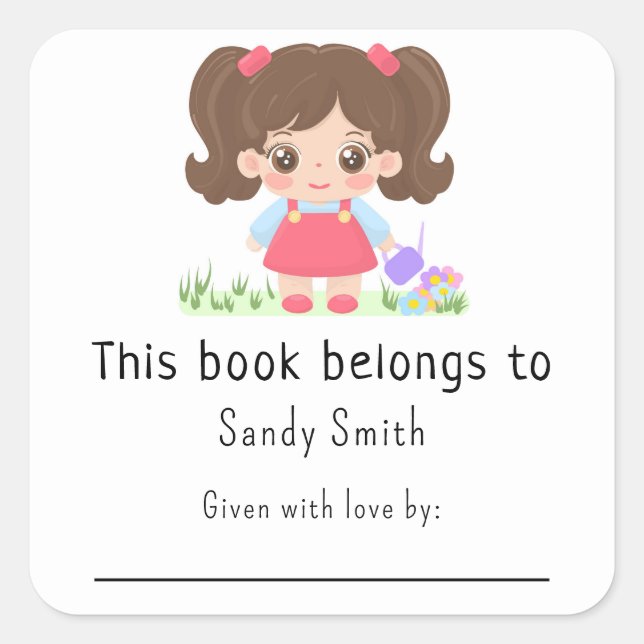 Little baby girl - This book belongs with message Square Sticker (Front)