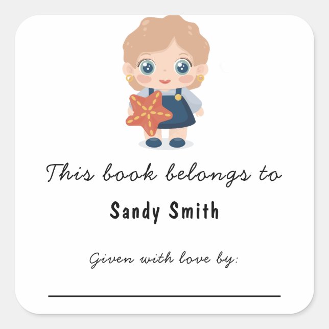 Little baby girl - This book belongs with message Square Sticker (Front)