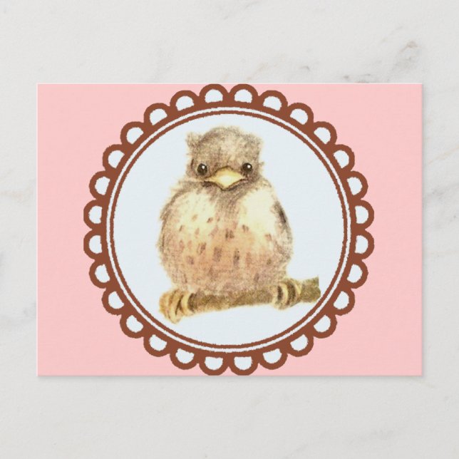 Little Baby Robin In Pink Postcard (Front)