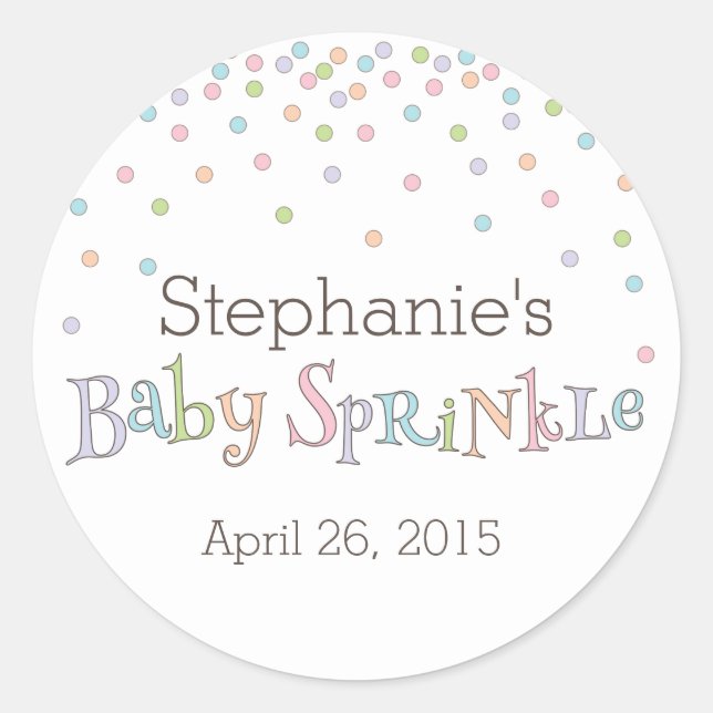 Little Baby Sprinkle Confetti Shower Favour Sticke Classic Round Sticker (Front)