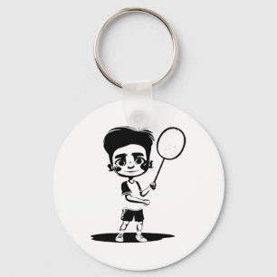 Little Badminton Boy Racket Sports Shuttle Key Ring