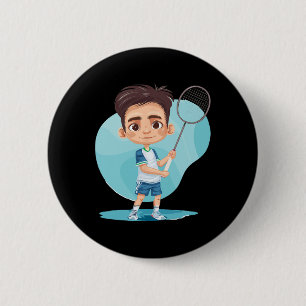 Little Badminton Player Shuttle Game For Boys 6 Cm Round Badge