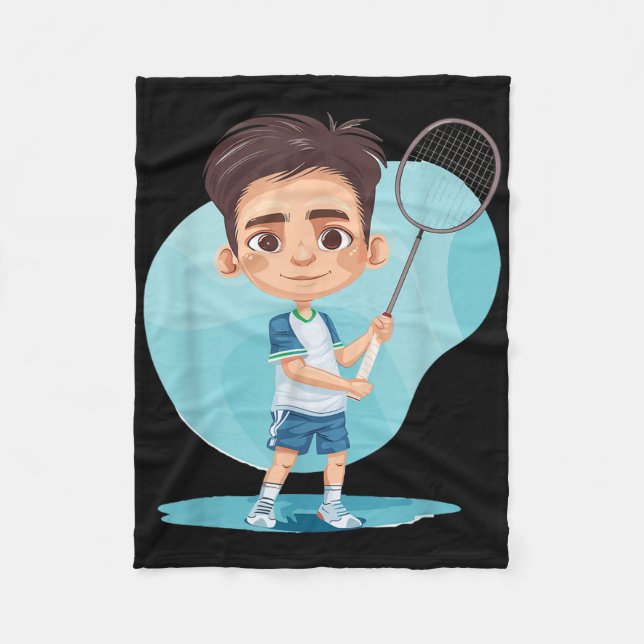Little Badminton Player Shuttle Game For Boys  Fleece Blanket (Front)