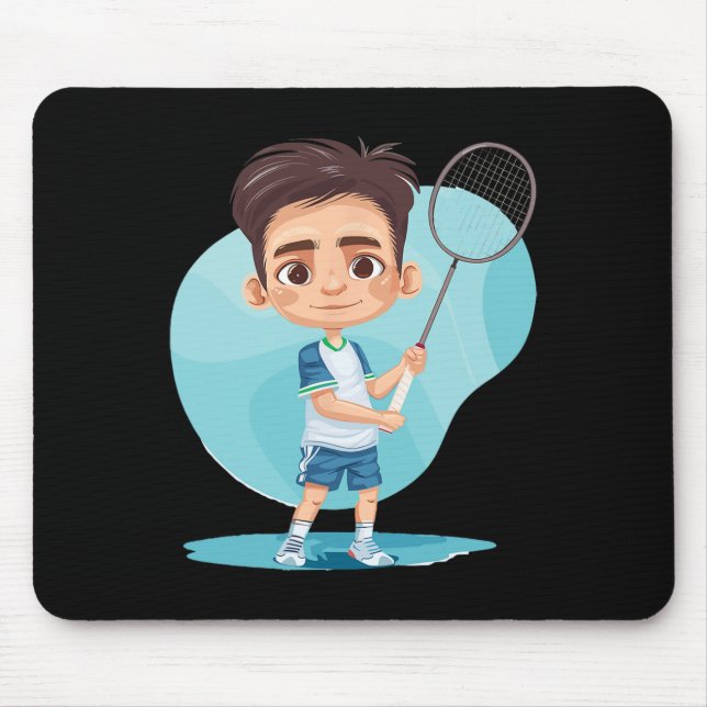 Little Badminton Player Shuttle Game For Boys  Mouse Mat (Front)