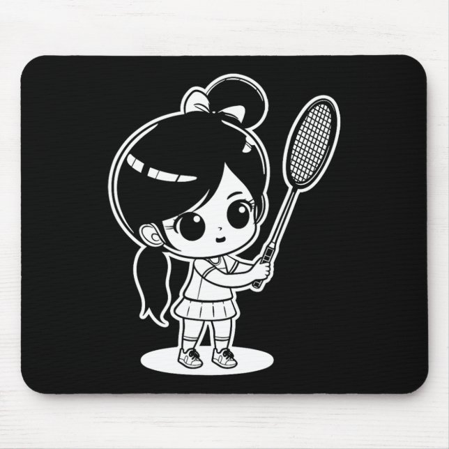 Little Badmintonist Cartoon Shuttle  Mouse Mat (Front)