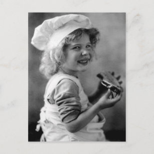 Little Baker Girl Eating Pie Postcard