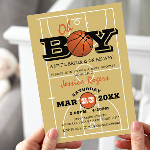 Little Baller Basketball Baby Shower Boy Invitation