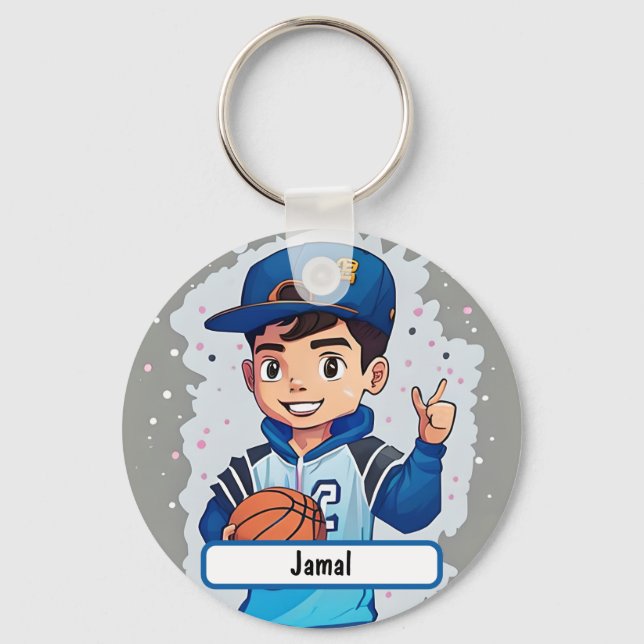 Little Baller Keychain With Custom Nametag (Front)