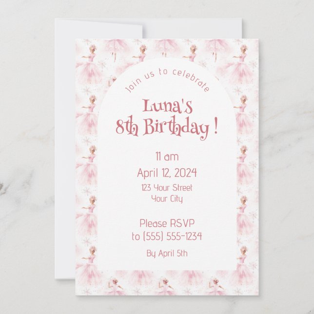 Little Ballerina #1 - Black Girl Invitation (Front)