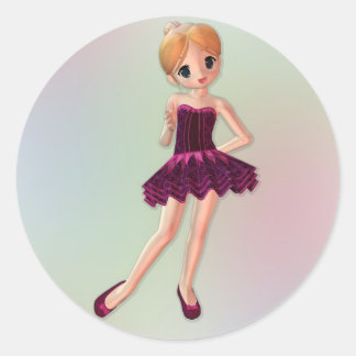 Little Ballerina 2 Classic Round Sticker