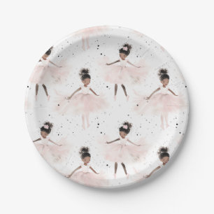 Little Ballerina #6 - Black Girl Paper Plate