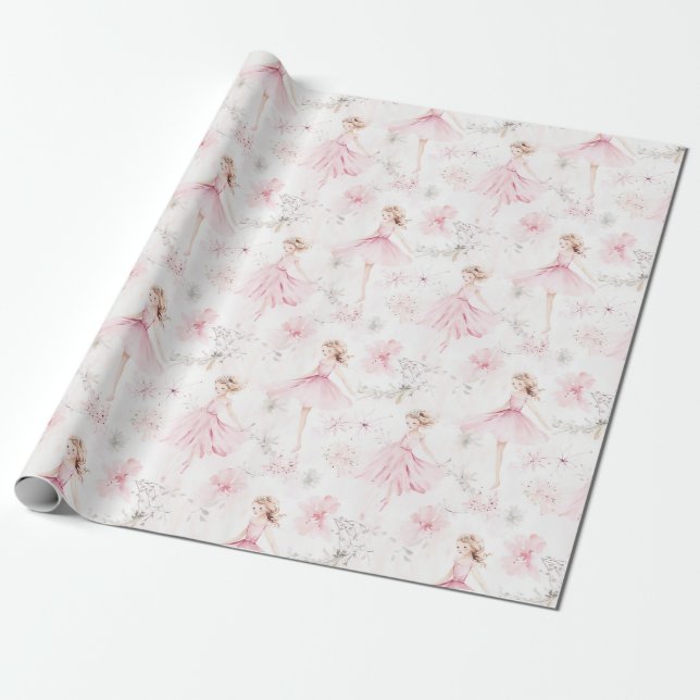 Little Ballerina #7 - Blonde Girl Wrapping Paper (Unrolled)