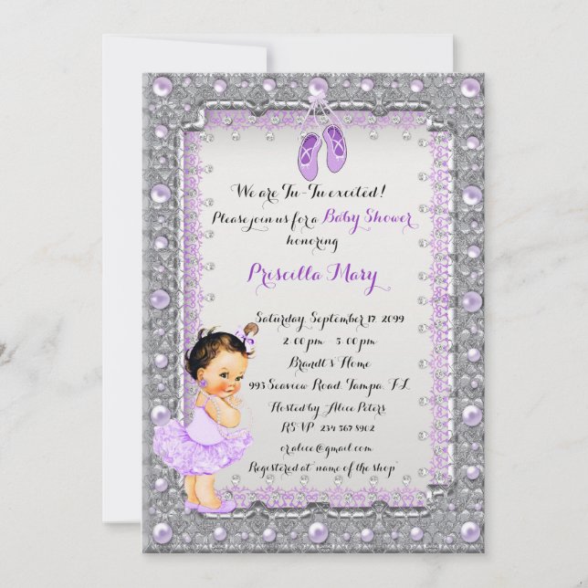 Little Ballerina Baby Shower Invitation,trendy Invitation (Front)