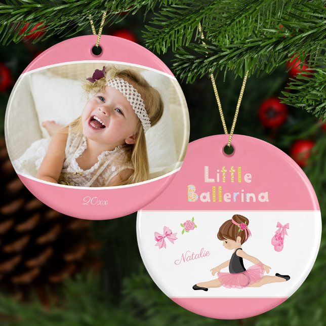 Little Ballerina Ballet Name and Photo Christmas Ceramic Tree Decoration (Creator Uploaded)