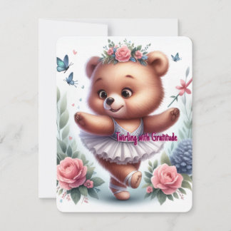 Little Ballerina Bear Birthday Thank-You Card