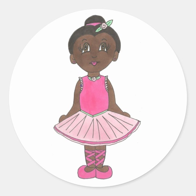 Little Ballerina Girl Ballet Dancer Dance Recital Classic Round Sticker (Front)