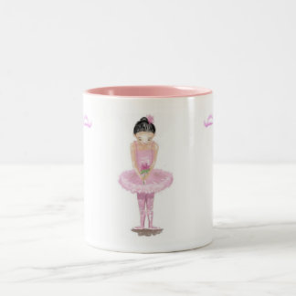 Little Ballerina in Pink Tutu Holding Rose Mug