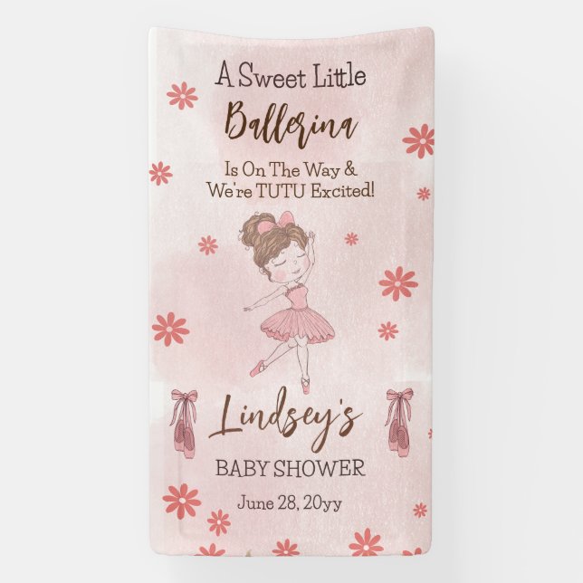 Little Ballerina Is On The Way Tutu Baby Banner (Vertical)