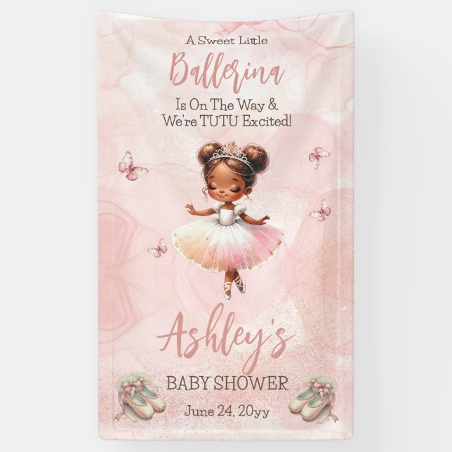 Little Ballerina Is On The Way Tutu Baby Shower Banner (Vertical)