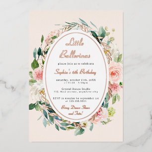 Little Ballerina Kids  Birthday Rose Gold Floral