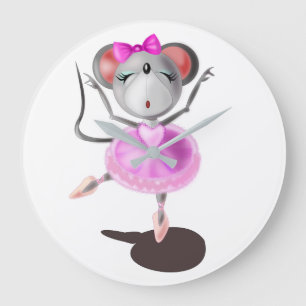 Little Ballerina Mouse Ballet Dancer - Your Colour Large Clock