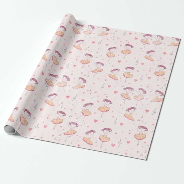 Little Ballerina on light background Wrapping Paper (Unrolled)