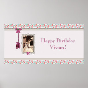 Little Ballerina Photo Frame Pink Party Banner Poster