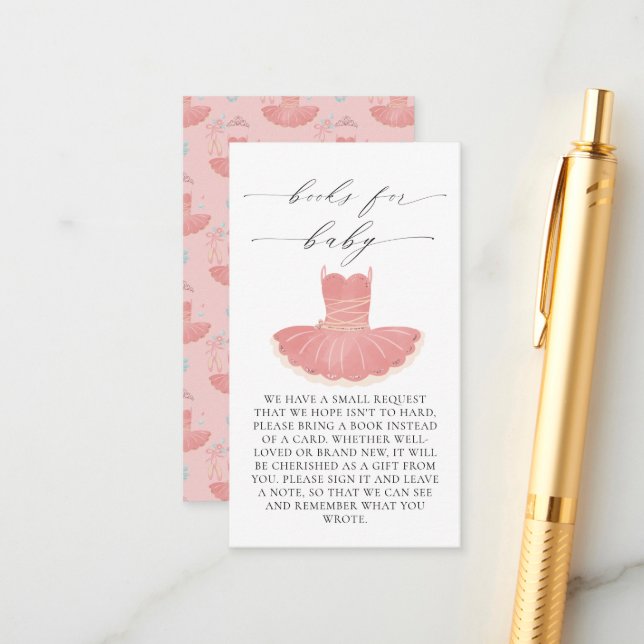 Little Ballerina Pink Baby Shower Books for Baby  Enclosure Card (Front/Back In Situ)