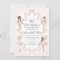 Little Ballerina Pink Ballet Girl Baby Shower Invi