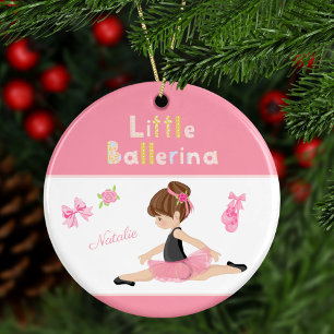 Little Ballerina Pink Ballet Girls Name Christmas Ceramic Tree Decoration