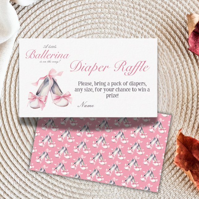 Little Ballerina Pink Bow Girl Baby Shower Diaper Enclosure Card (Creator Uploaded)