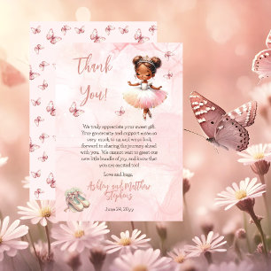 Little Ballerina Pink Girl Baby Shower Thank You Card