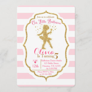 Little Ballerina Pink & Gold Invitation