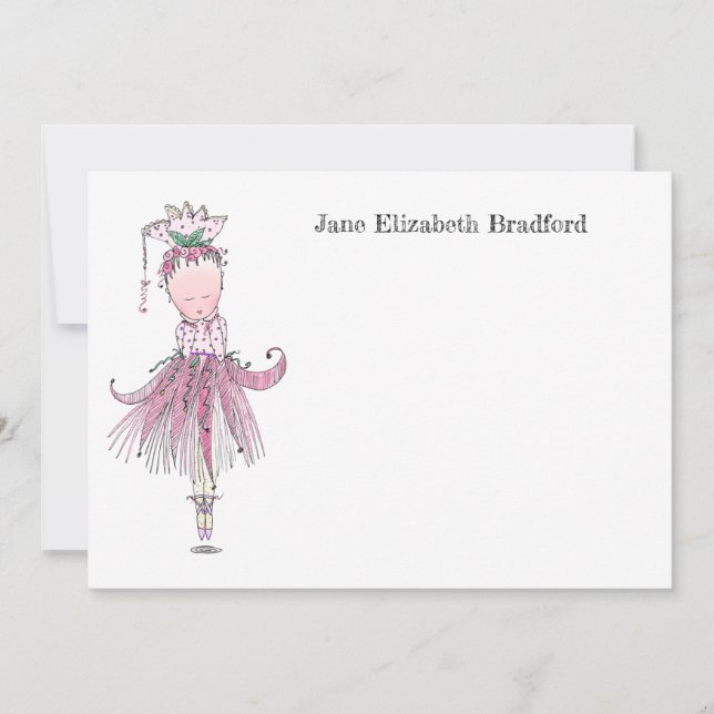Little Ballerina pink Personalised Thank You Card (Front)