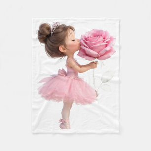 Little Ballerina Pink Rose Throw Fleece Blanket