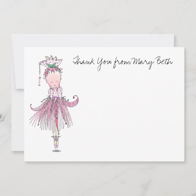 Little Ballerina pink Thank You Note Card (Front)