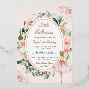 Little Ballerina Rose Gold Floral Kids Birthday