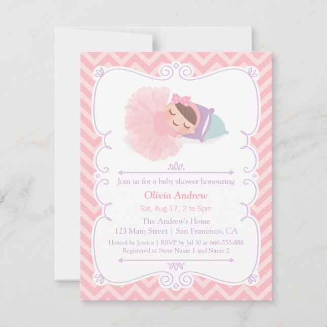 Little Ballerina Tutu Girl Baby Shower Invitations (Front)