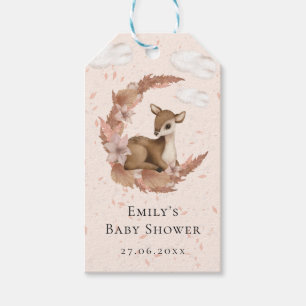 Little Bambi & Flowers Pastel Pink Baby Birthday Gift Tags