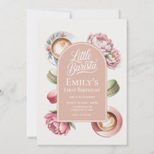 Little Barista Girl 1st Birthday Cafe Invitation